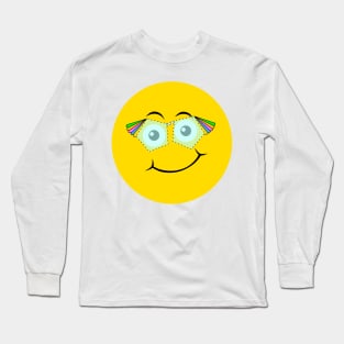 Emoji - rainbow colours face Long Sleeve T-Shirt